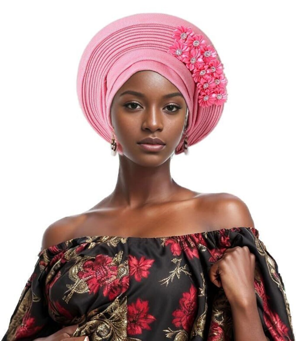 2512 Fashion African Headtie Turban Nigeria Head Ties With Flowers Already